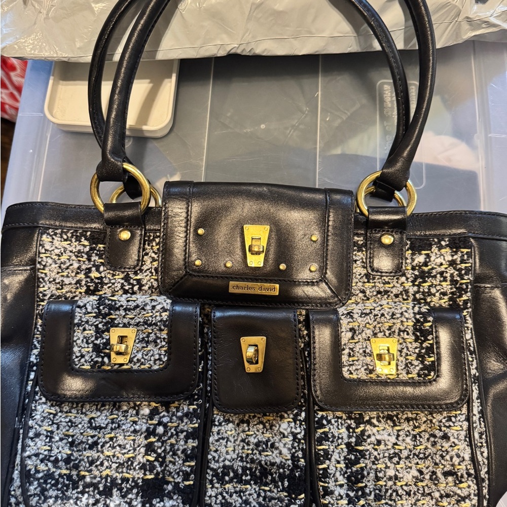 Charles David Black and Gold Women's Bag
